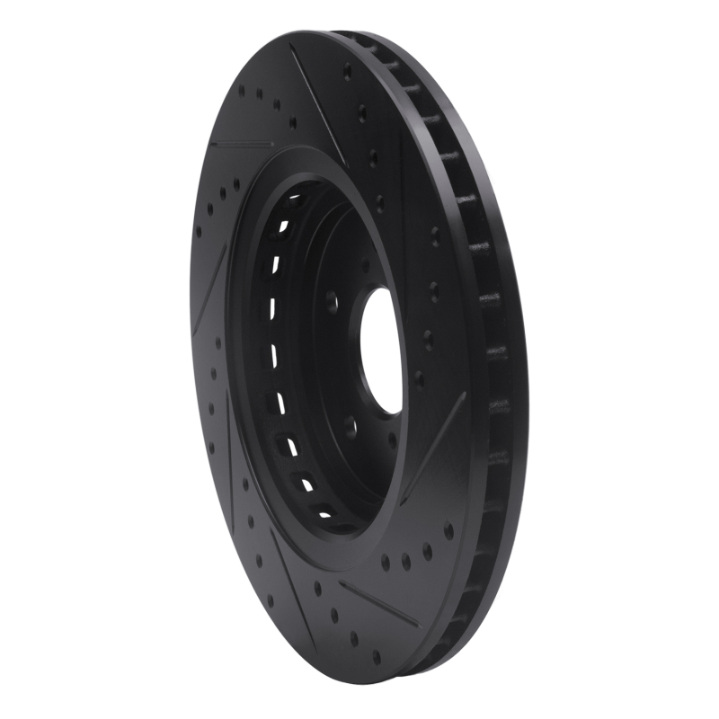 Acura TLX Brake Rotor (1) - Front Left - R1 Concepts - Drilled & Slotted - Black - `14-`20